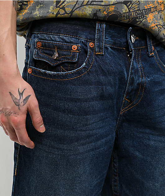 True Religion Bobby Dark Blue Relaxed Baggy Denim Shorts