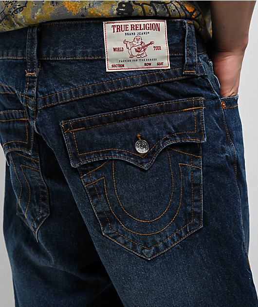 True Religion Bobby Dark Blue Relaxed Baggy Denim Shorts