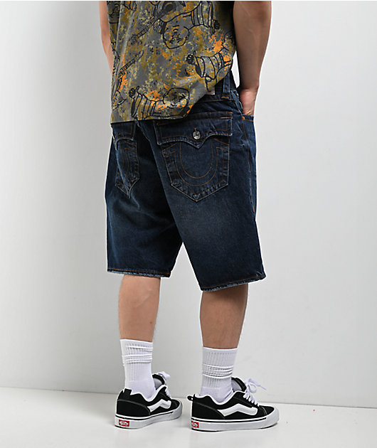 True Religion Bobby Dark Blue Relaxed Baggy Denim Shorts