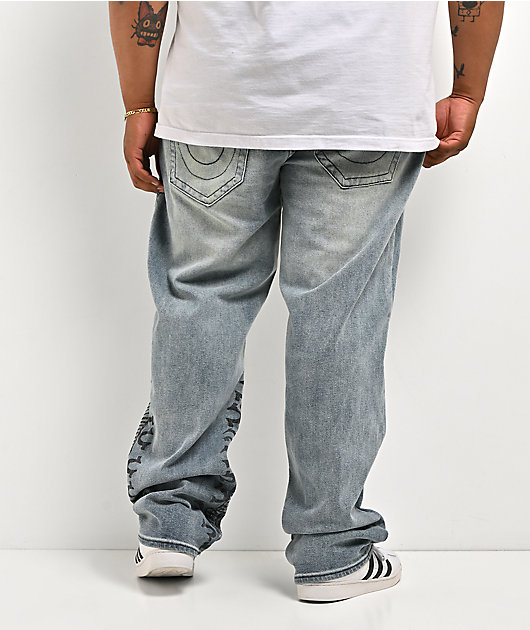True Religion Bobby Flap Guadalupe Blue Wash Baggy Jeans