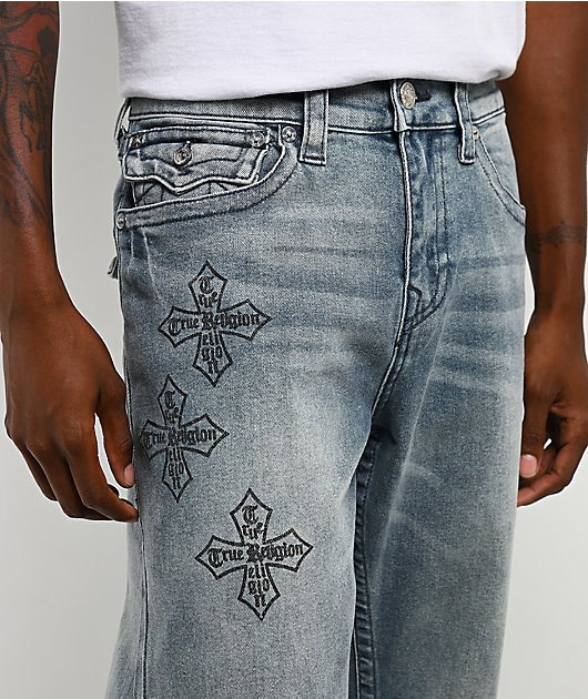 True Religion Bobby Flap Guadalupe Blue Wash Baggy Jeans