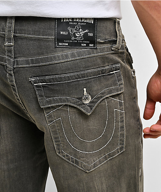 True Religion Bobby Flap Rhinestone Grey Wash Baggy Jeans