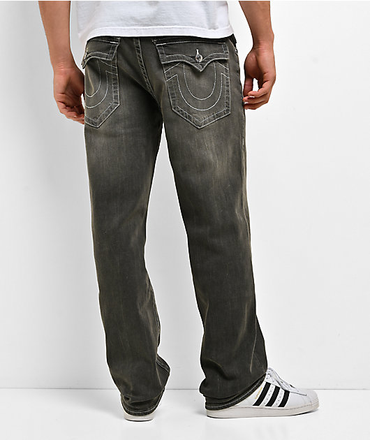 True Religion Bobby Flap Rhinestone Grey Wash Baggy Jeans