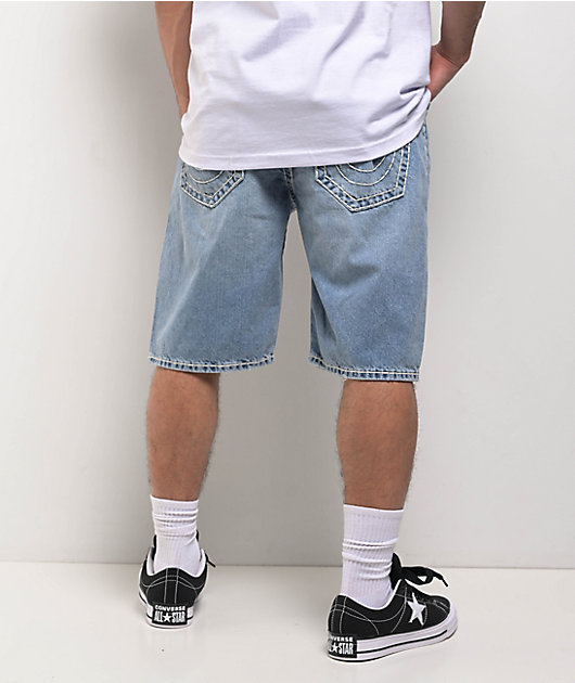 True Religion Bobby Frayed Blue Wash Shorts