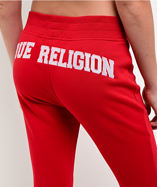 True Religion Branded Red Bootcut Sweatpants