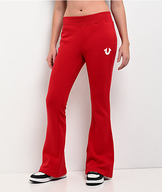 True Religion Branded Red Bootcut Sweatpants