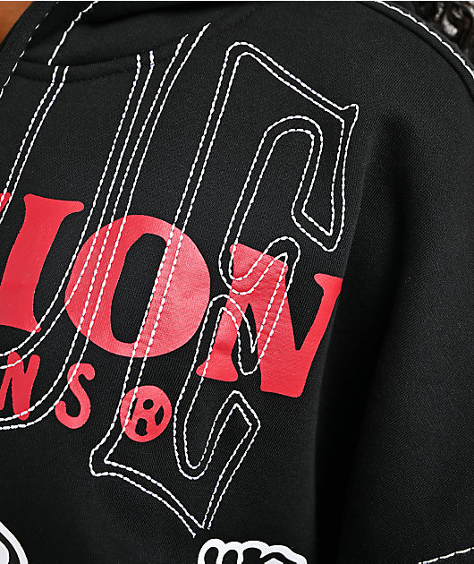 True Religion Buddha Black Contrast Stitch Crop Hoodie