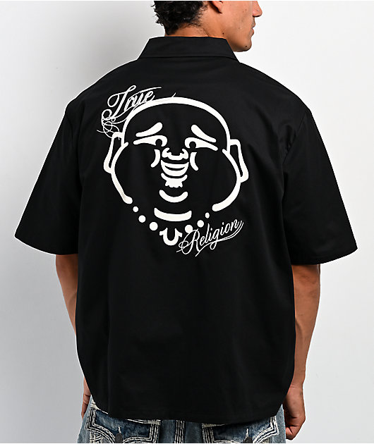 True Religion Buddha Black Zip Work Shirt