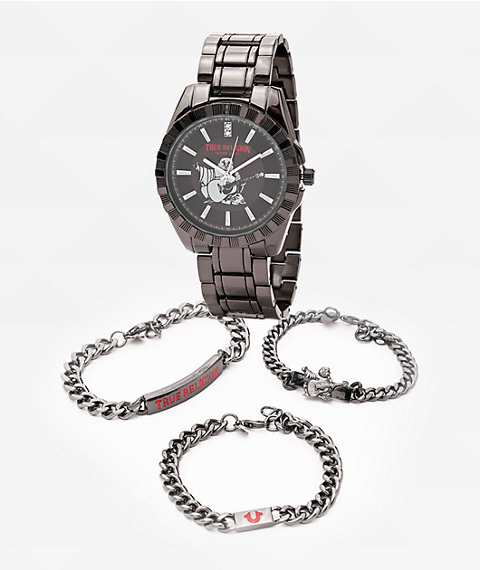 True Religion Buddha Grey Bracelet & Watch Set | Zumiez