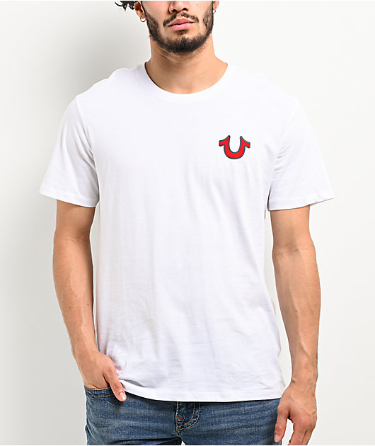 Men Tshirt White And Red True Religion T Shirt True Religion