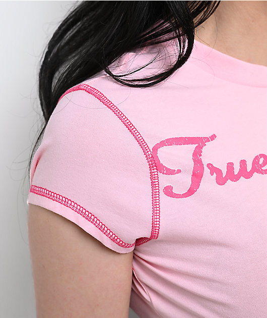 True Religion Cap Sleeve Pink Crop T-Shirt