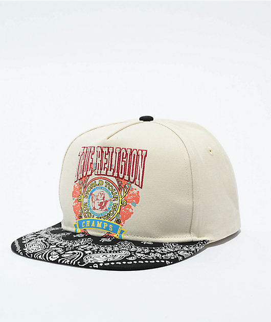 True Religion Champs Tan & Black Paisley Snapback Hat | Zumiez