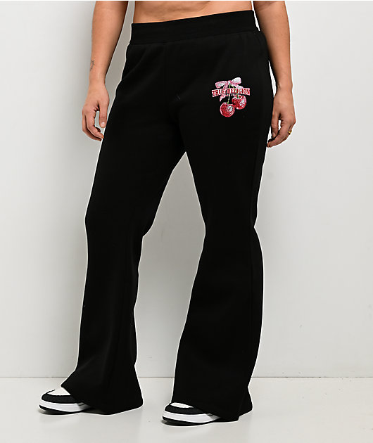 True Religion Cherry Black Flare Sweatpants | Zumiez