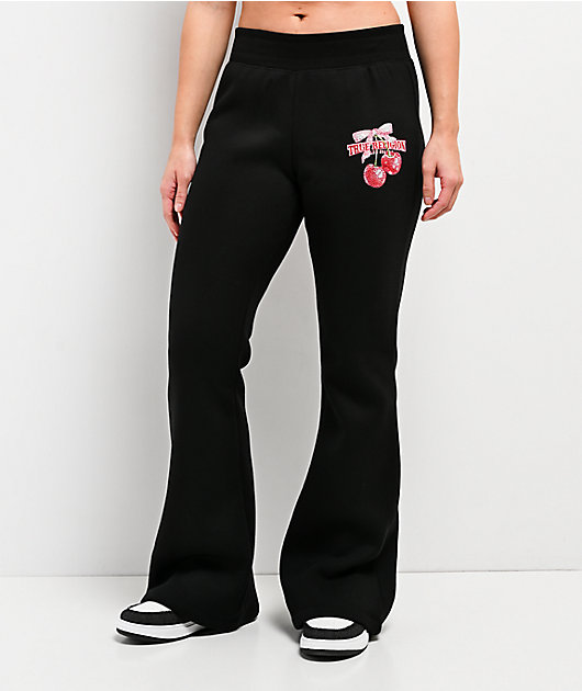 True Religion Cherry Black Flare Sweatpants | Zumiez