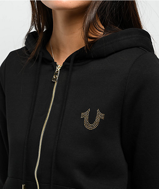 True Religion Classic Crystal Black Zip Hoodie