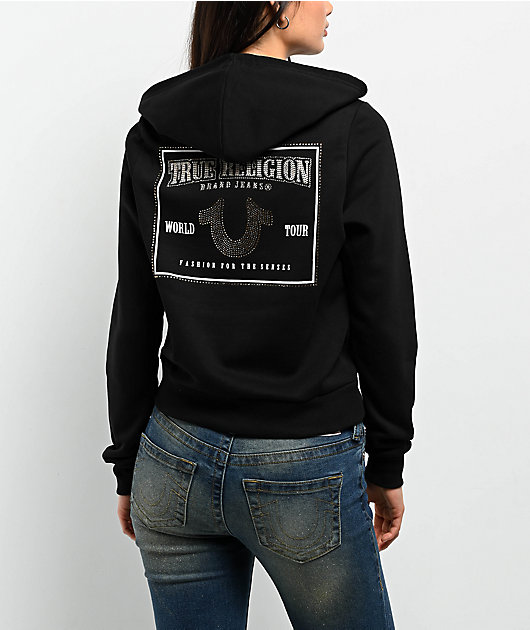 True Religion Classic Crystal Black Zip Hoodie | Zumiez