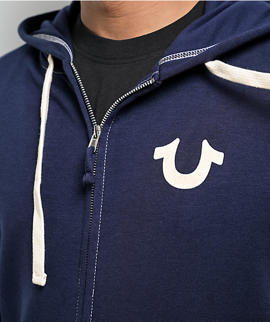 True Religion Classic Logo Blue Zip Hoodie