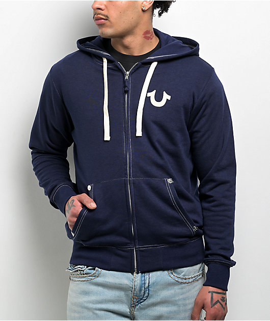 True Religion Classic Logo Blue Zip Hoodie