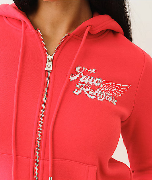 True Religion Classic Winged Crystal Scarlet Zip Hoodie | Zumiez