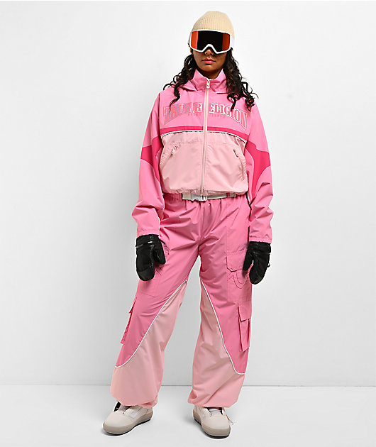 True Religion Colorblock Pink 10K Crop Snowboard Jacket | Zumiez