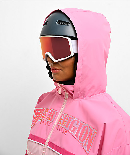 True Religion Colorblock Pink 10K Crop Snowboard Jacket