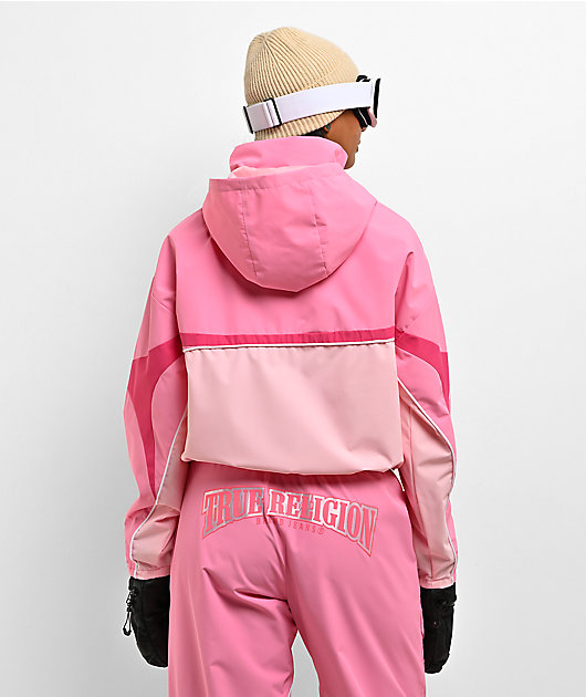 True Religion Colorblock Pink 10K Crop Snowboard Jacket