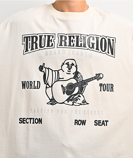 True Religion Concert Logo Cream Oversized T-Shirt