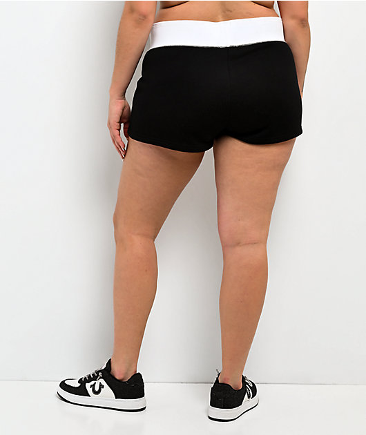 True Religion Contrast Sporty Black Sweat Shorts