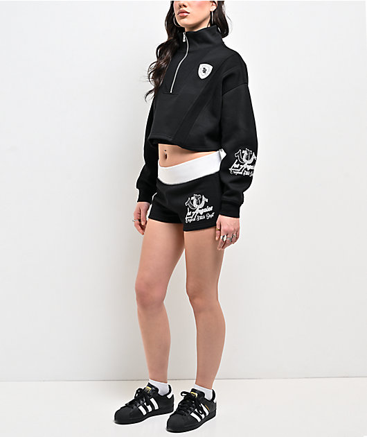 True Religion Contrast Sporty Black Sweat Shorts