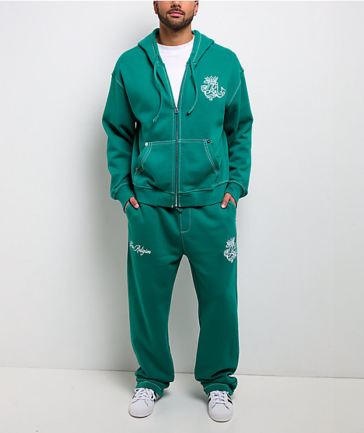 True Religion Crest Big T Oak Leaf Zip Hoodie