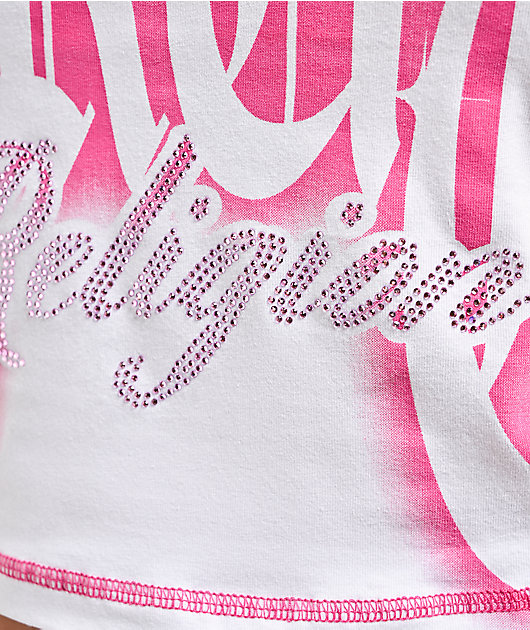 True Religion Crystal Airbrush White Crop T-Shirt