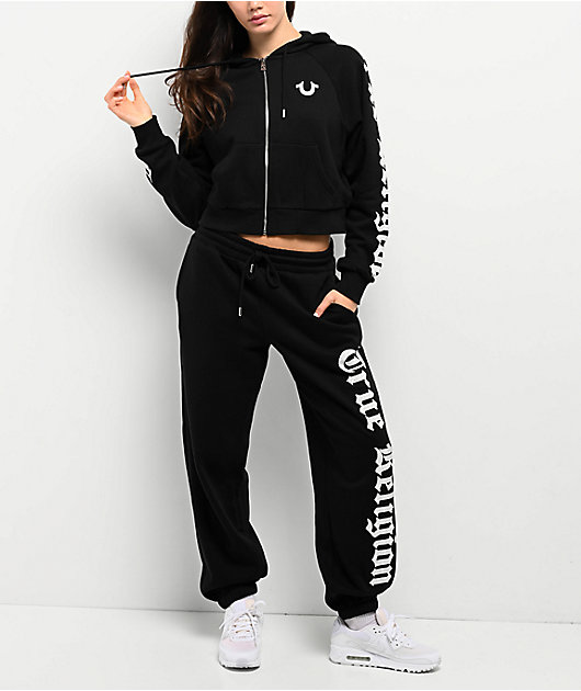 True Religion Crystal Black Boyfriend Jogger Sweatpants