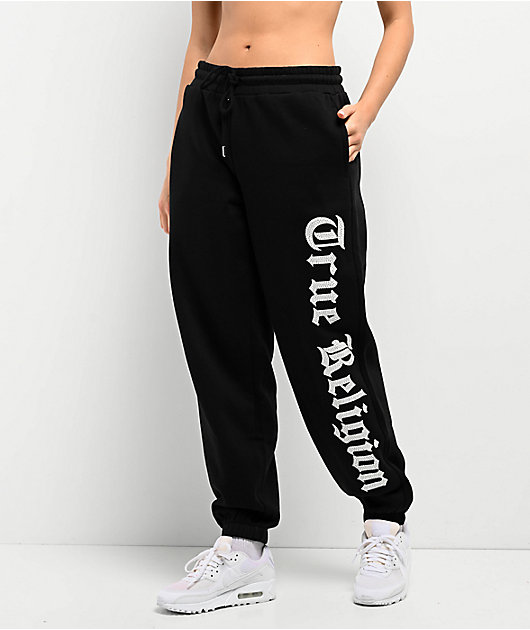 True Religion Crystal Black Boyfriend Jogger Sweatpants | Zumiez