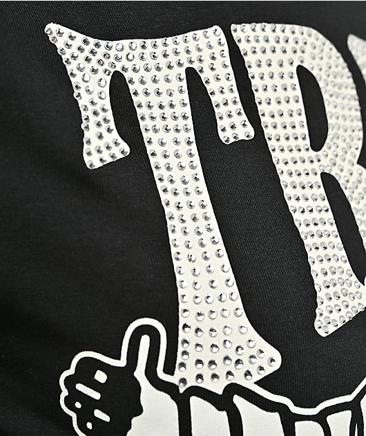 True Religion Crystal Buddha Black Crop T-Shirt