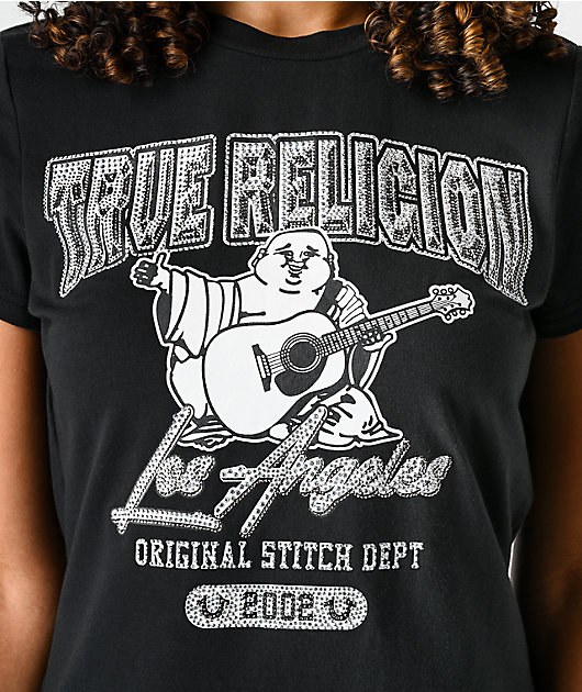True Religion Crystal Buddha Black T-Shirt