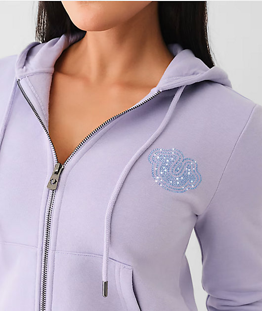 True Religion Crystal Classic Lilac Zip Hoodie | Zumiez