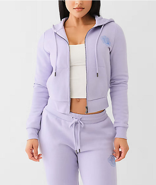 True Religion Crystal Classic Lilac Zip Hoodie | Zumiez
