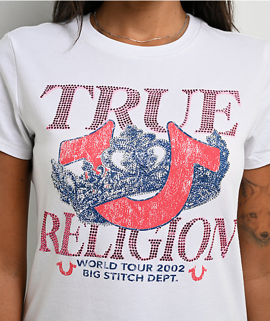 True Religion Crystal Crown White T-Shirt | Zumiez