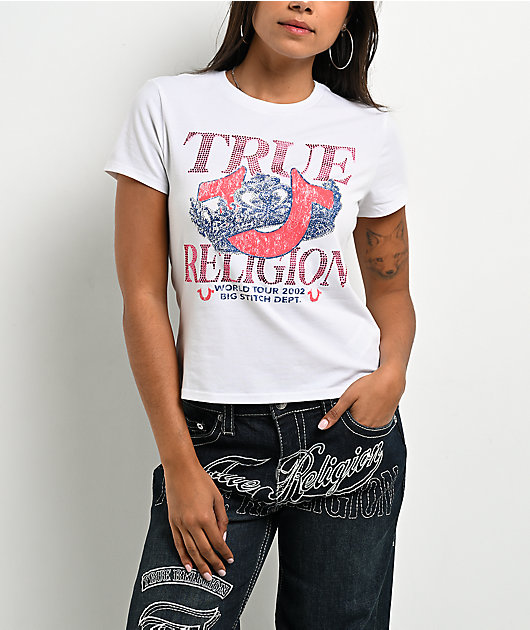 True Religion Crystal Crown White T-Shirt | Zumiez