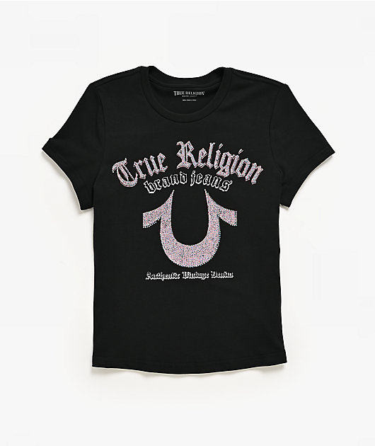True Religion Crystal Horseshoe Black T-Shirt