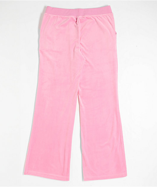 True Religion Crystal Horseshoe Pink Velour Track Pants | Zumiez
