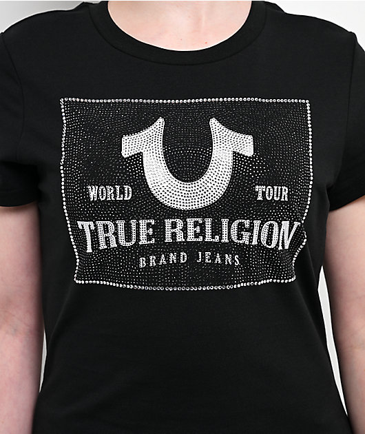 True Religion Crystal Logo Classic Black T-Shirt