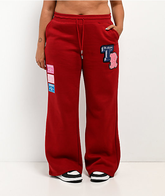 True Religion Crystal Patch Red Straight Leg Sweatpants