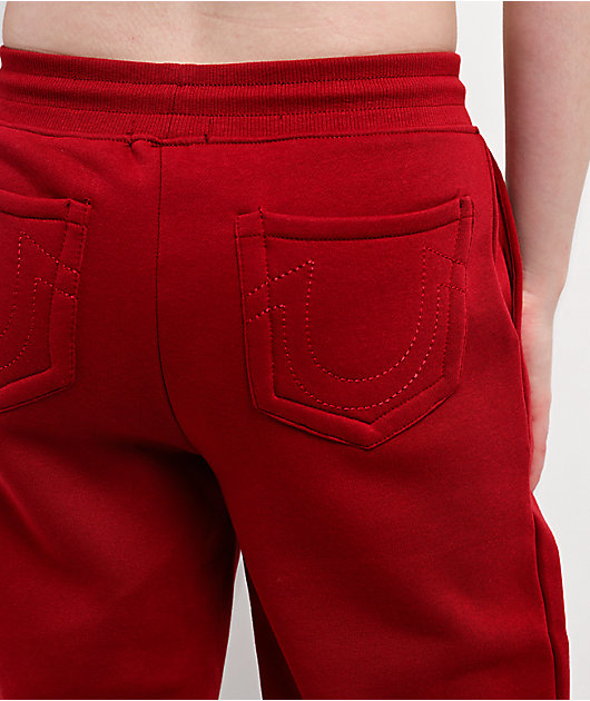True Religion Crystal Patch Red Straight Leg Sweatpants