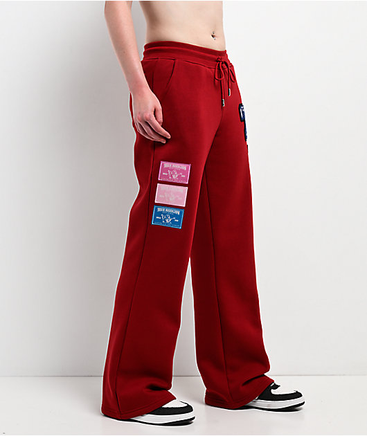 True Religion Crystal Patch Red Straight Leg Sweatpants