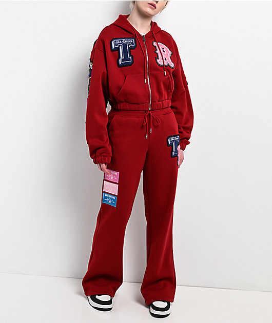 True Religion Crystal Patch Red Straight Leg Sweatpants