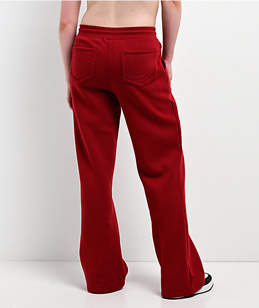 True Religion Crystal Patch Red Straight Leg Sweatpants