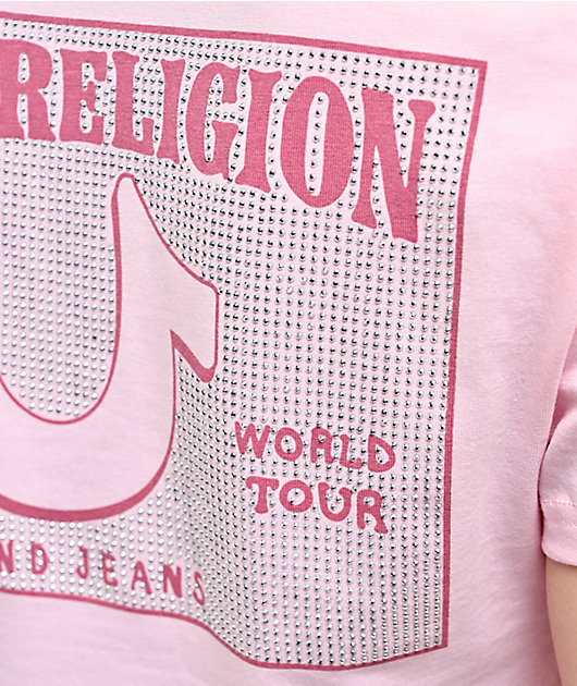True Religion Crystal Pink V-Neck T-Shirt