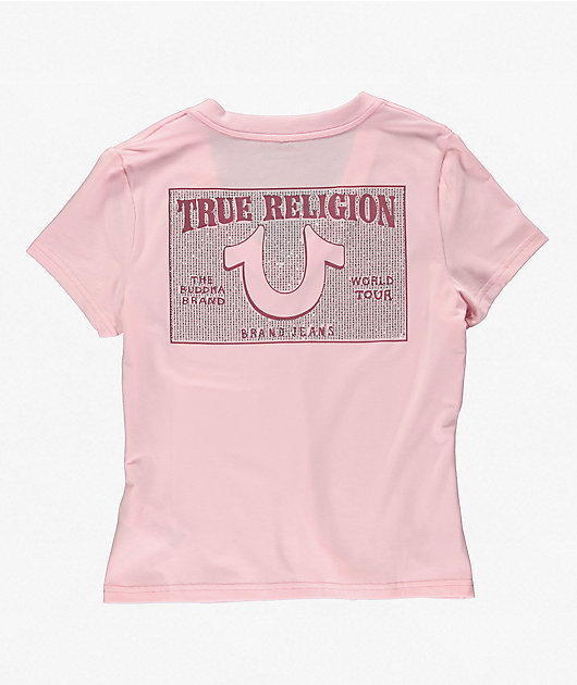 True Religion Crystal Pink V-Neck T-Shirt