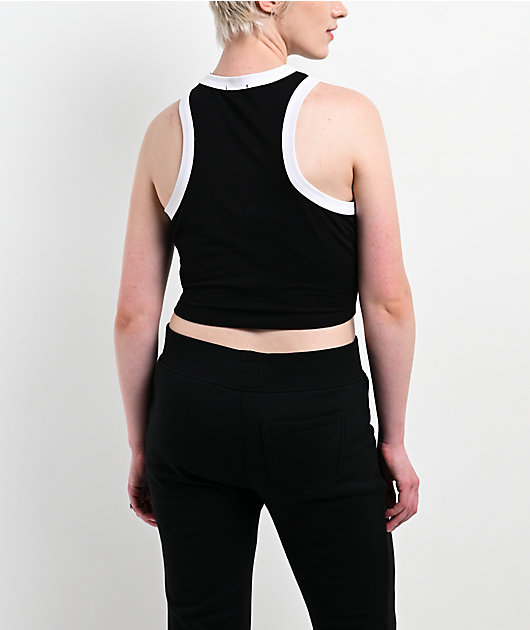 True Religion Crystal Racer Black & White Ringer Tank Top
